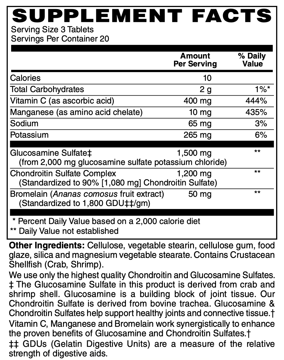 Betsy_s Basics Glucosamine and Chondroitin Sulfate Supplement Facts