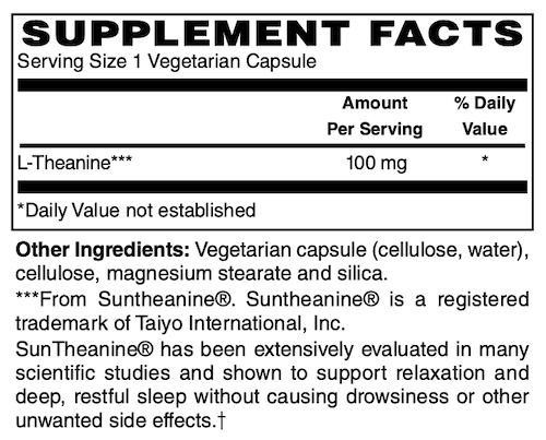 Betsy_s Basics L-Theanine 100 mg Supplement Facts