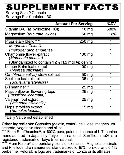 Betsy_s Basics Relaxation Support Supplement Facts