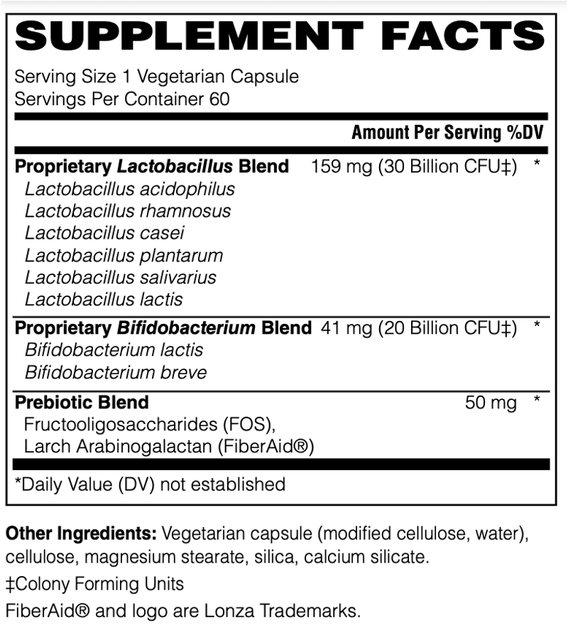 Betsy_s Basics Men_s 50 Billion Probiotic Formula Supplement Facts