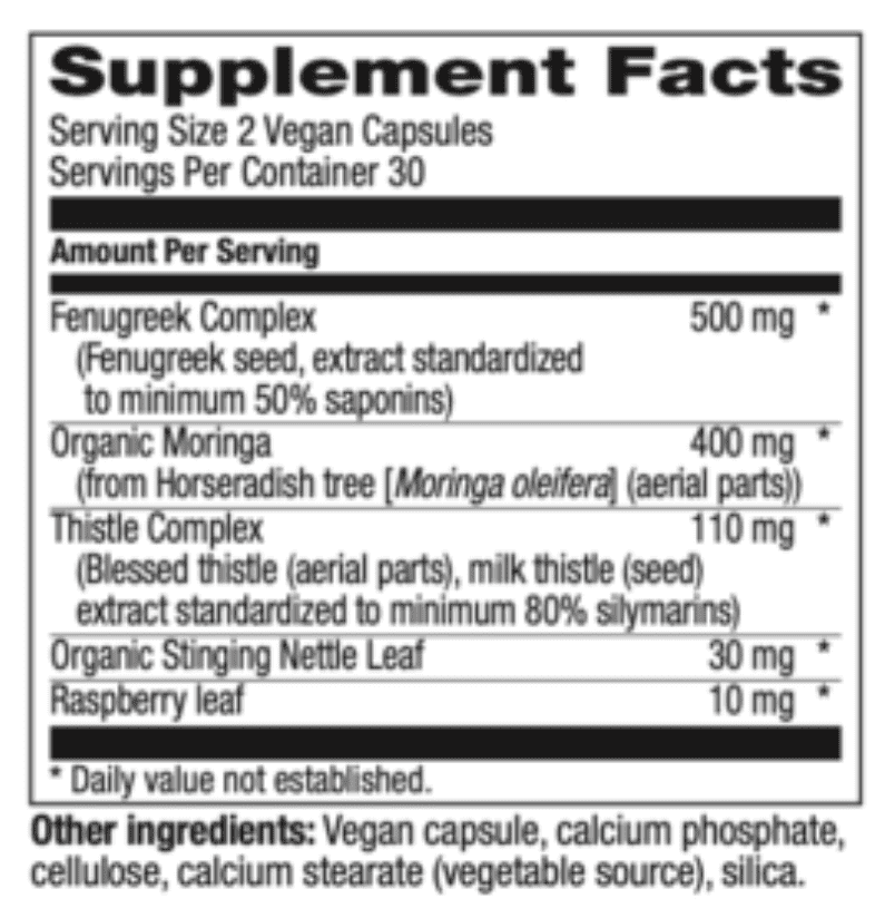 Betsy_s Basics Lactation Support Supplement Facts