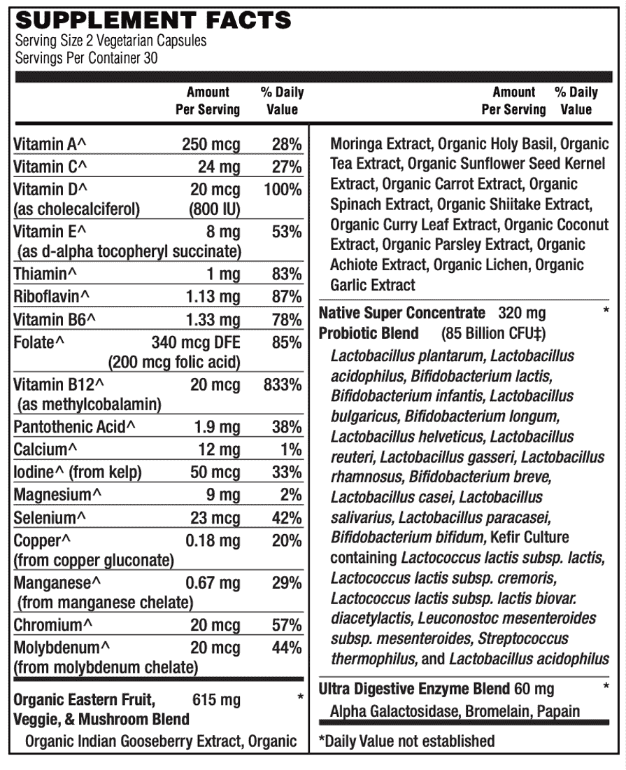 Active Men's 50+ 85 Billion Probiotic Formula Supplement Facts