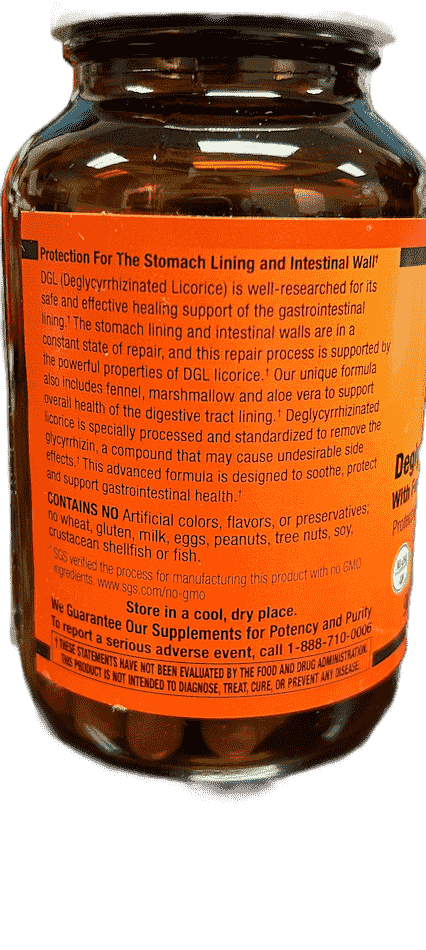 Betsy_s Basics DGL Deglycyrrhizinated Licorice with Fennel Marshmallow and Aloe Vera Left Panel