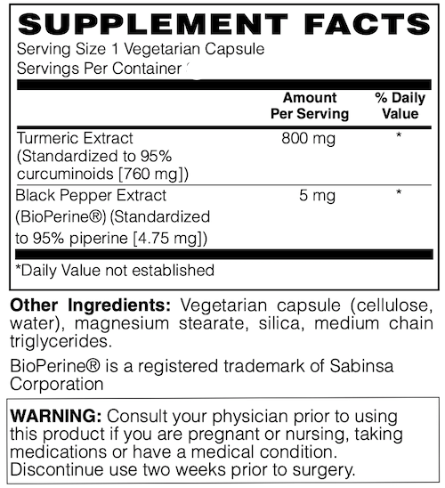 Betsy_s Basics Extra Strength Turmeric Extract Supplement Facts