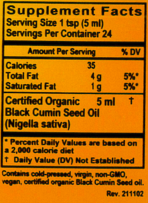 Organic Black Cumin Seed Oil, oz