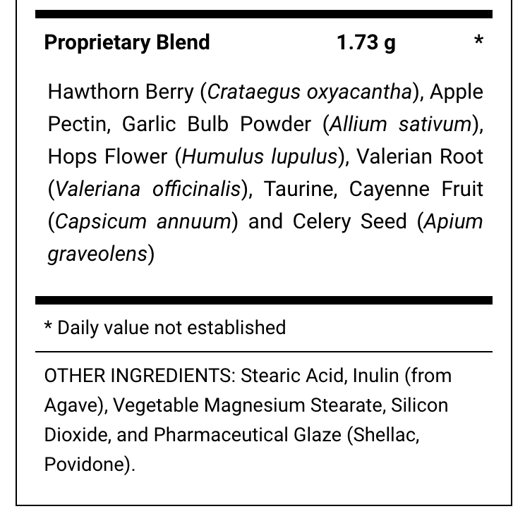 BLOOD PRESSURE FACTORS 60 TAB By Michael_s Naturopathic Supplement Facts 2 of 2