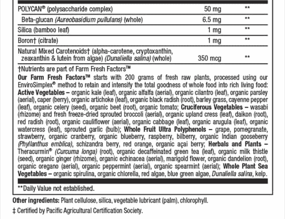 Natural Factors Bone Structure Multivitamin and Mineral Supplement Facts 2 of 2
