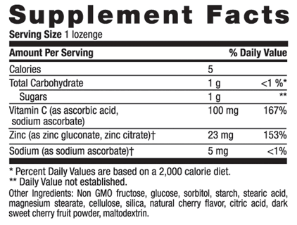 Country Life ZINC LOZENGES CHERRY FLAVOR SUPPLEMENT FACTS
