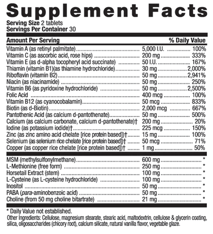 Country Life MAXI-HAIR® SUPPLEMENT FACTS