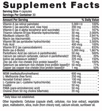 Country Life MAXI-HAIR PLUS SUPPLEMENT FACTS