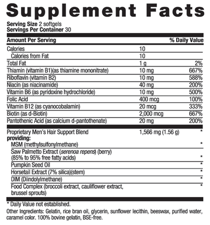 Country Life MAXI-HAIR ® FOR MEN SUPPLEMENT FACTS