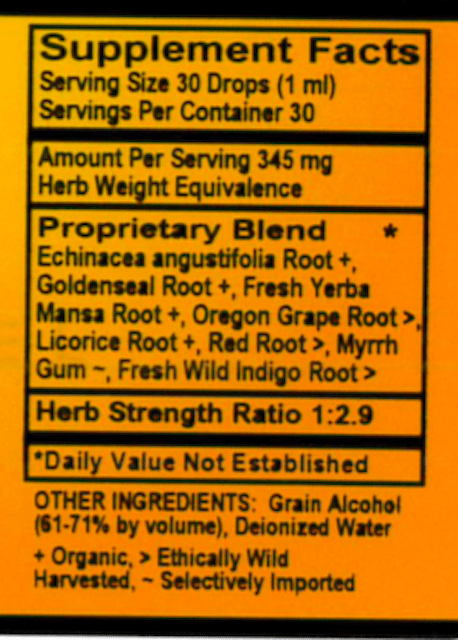 Betsy_s Basics Echinacea Goldenseal Supplement Facts