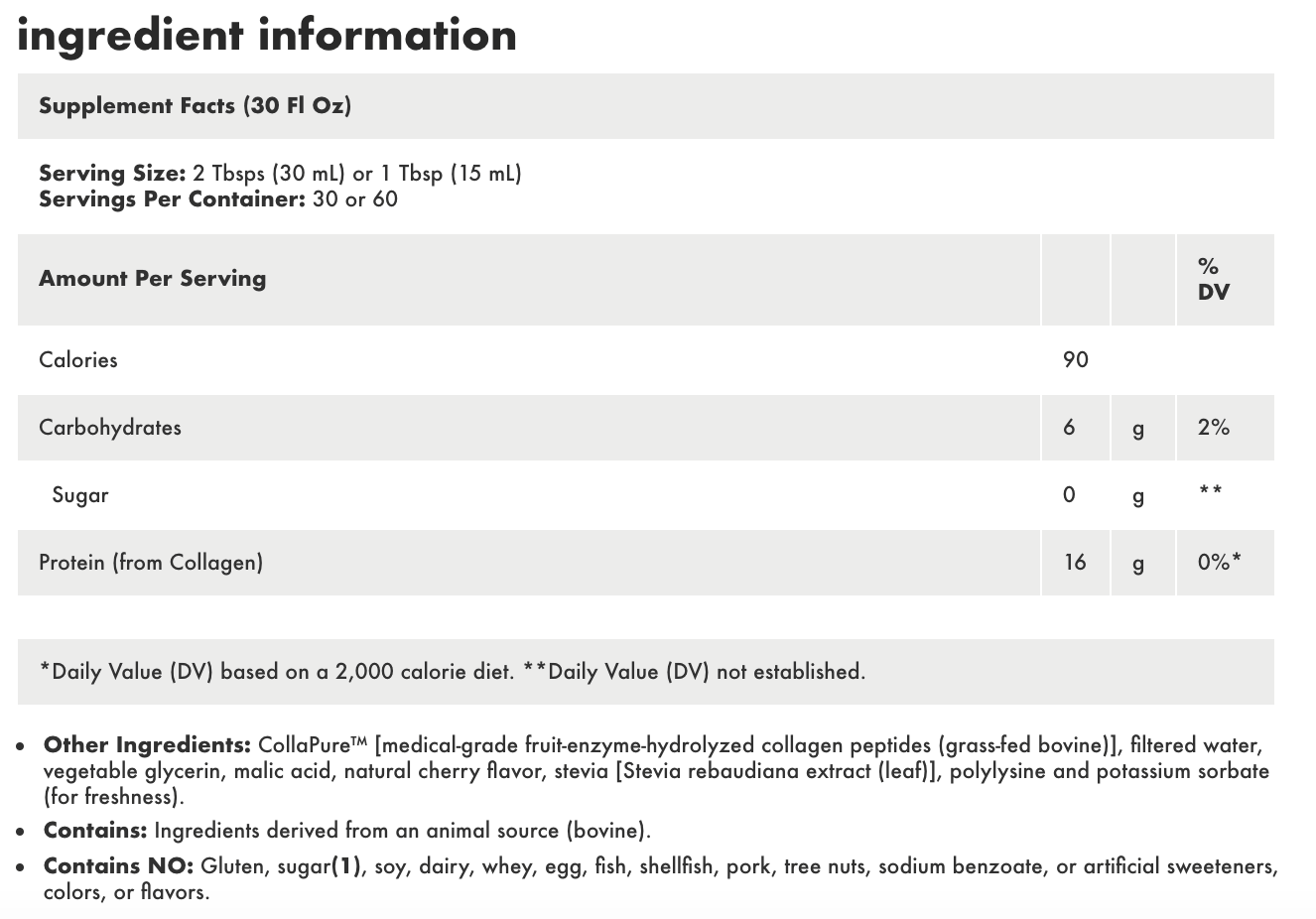 Health Direct Aminosculpt Collagen Sugar Free 18 gram Supplement Facts
