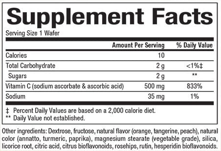 NATURAL FACTORS VITAMIN C 500 MG CHEW WAFERS TANGY ORANGE SUPPLEMENT FACTS