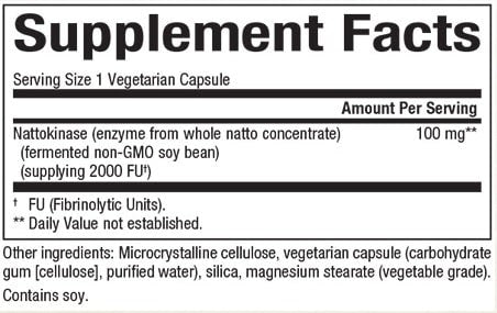 NATURAL FACTORS NATTOKINASE 100 MG SUPPLEMENT FACTS