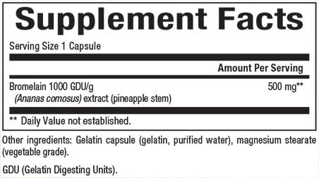 NATURAL FACTORS BROMELAIN 500 MG Supplement Facts