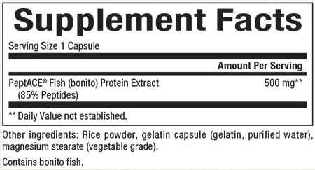 NATURAL FACTORS PEPTACE FISH PEPTIDES 500 MG SUPPLEMENT FACTS