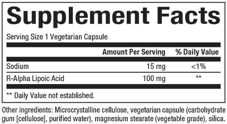 NATURAL FACTORS R-LIPOIC ACID 100 MG SUPPLEMENT FACTS
