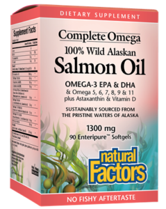 COMPLETE OMEGA 100% WILD ALASKAN SALMON OIL 1300 MG 90 SG BY NATURAL FACTORS