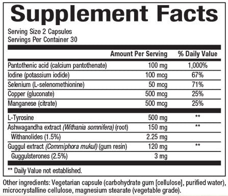 NATURAL FACTORS THYRIOD HEALTH FORMULA SUPPLEMENT FACTS