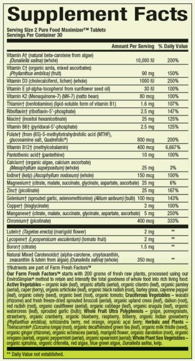 NATURAL FACTORS MENS MULTIVITAMIN & MINERAL SUPPLEMENT FACTS
