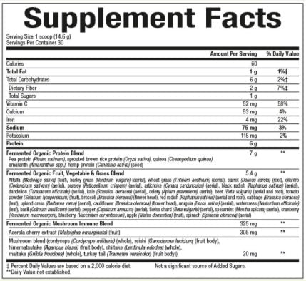 NATURAL FACTORS FERMENTED GREENS UNFLAVORED SUPPLEMENT FACTS