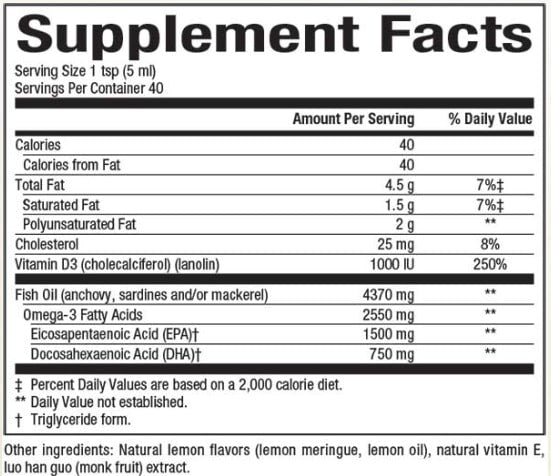 NATURAL FACTORS SEARICH OMEGA-3 LEMON MERINGUE SUPPLEMENT FACTS