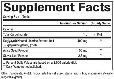 NATURAL FACTORS DGL 400 MG SUPPLEMENT FACTS