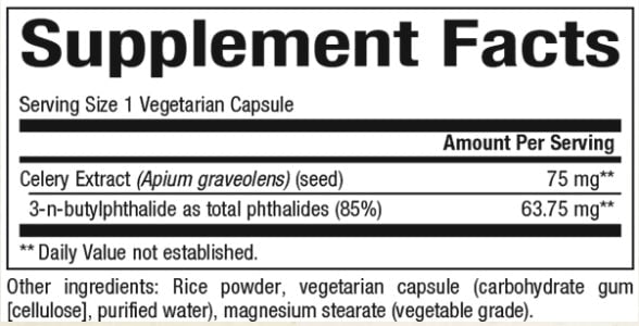 NATURAL FACTORS CELERY SEED EXTRACT Supplement Facts