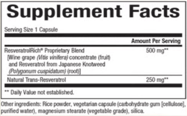NATURAL FACTORS RESVERATROLRICH 500 MG SUPPLEMENT FACTS
