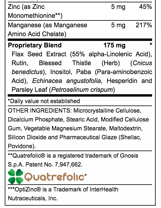 Michaels Naturopathic Programs Pre-Teen Girls Daily Multi Vitamin Supplement Facts 2 of 2