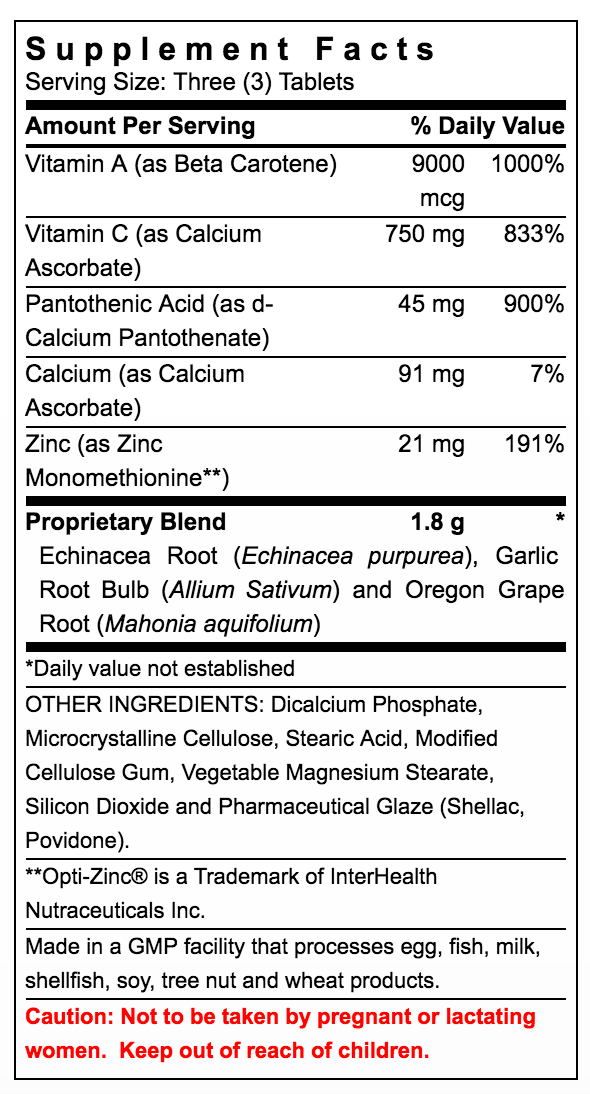 Michaels Naturopathic Programs Quick Immune Response Supplement Facts
