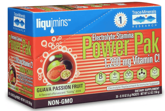 NON-GMO-ELECTROLYTE-STAMINA-POWER-PAK GUAVA PASSION FRUIT 30 PK BY TRACE MINERALS 