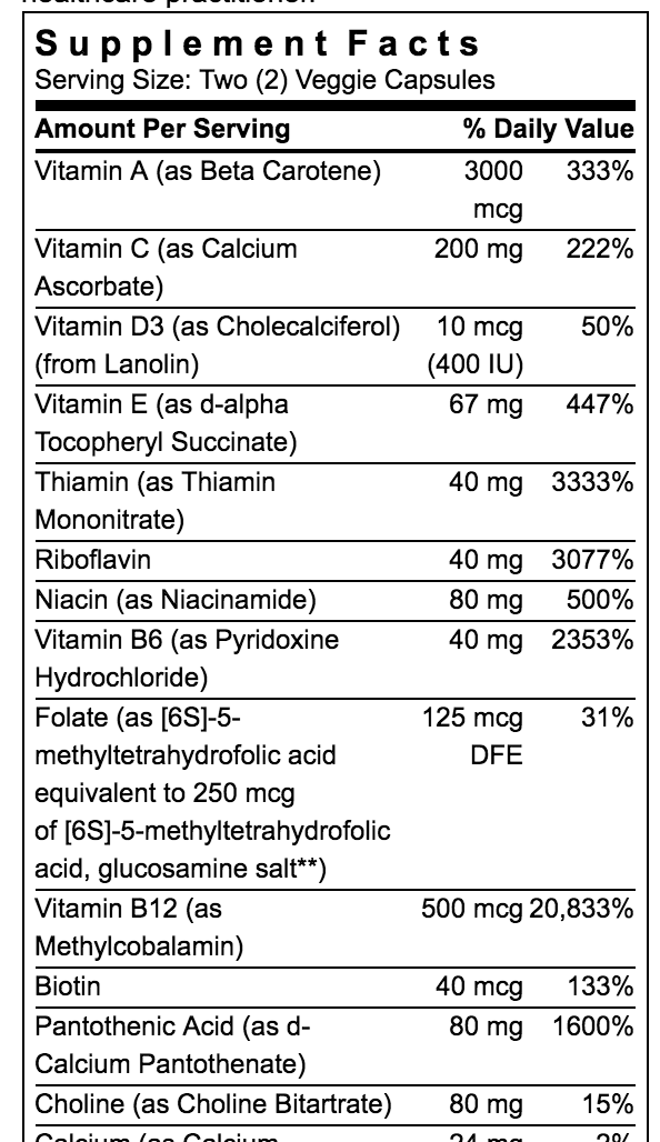 TEEN BOYS DAILY MULTIVITAMINS SUPPLEMENT FACTS 1 of 2