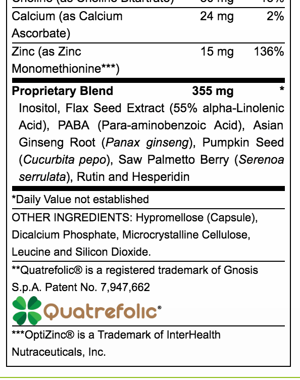 TEEN BOYS DAILY MULTIVITAMINS SUPPLEMENT FACTS 2 of 2