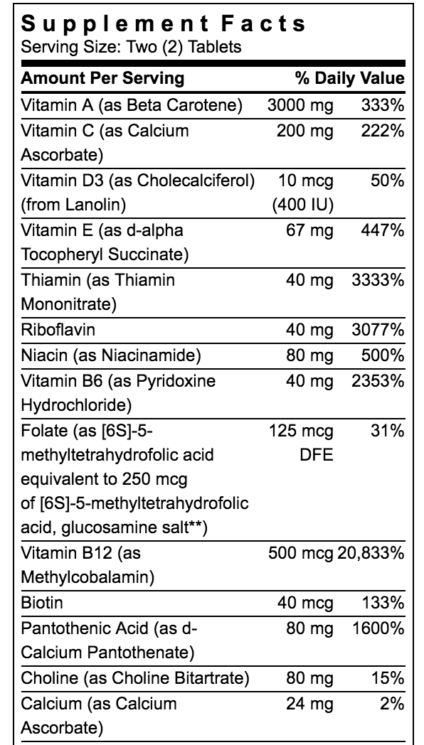TEEN BOYS DAILY MULTIVITAMINS SUPPLEMENT FACTS 1 of 2