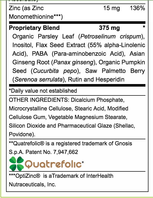 TEEN BOYS DAILY MULTIVITAMINS SUPPLEMENT FACTS 2 of 2