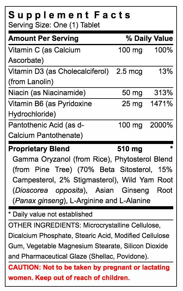 Michael's Testosterone Factors Supplement Facts