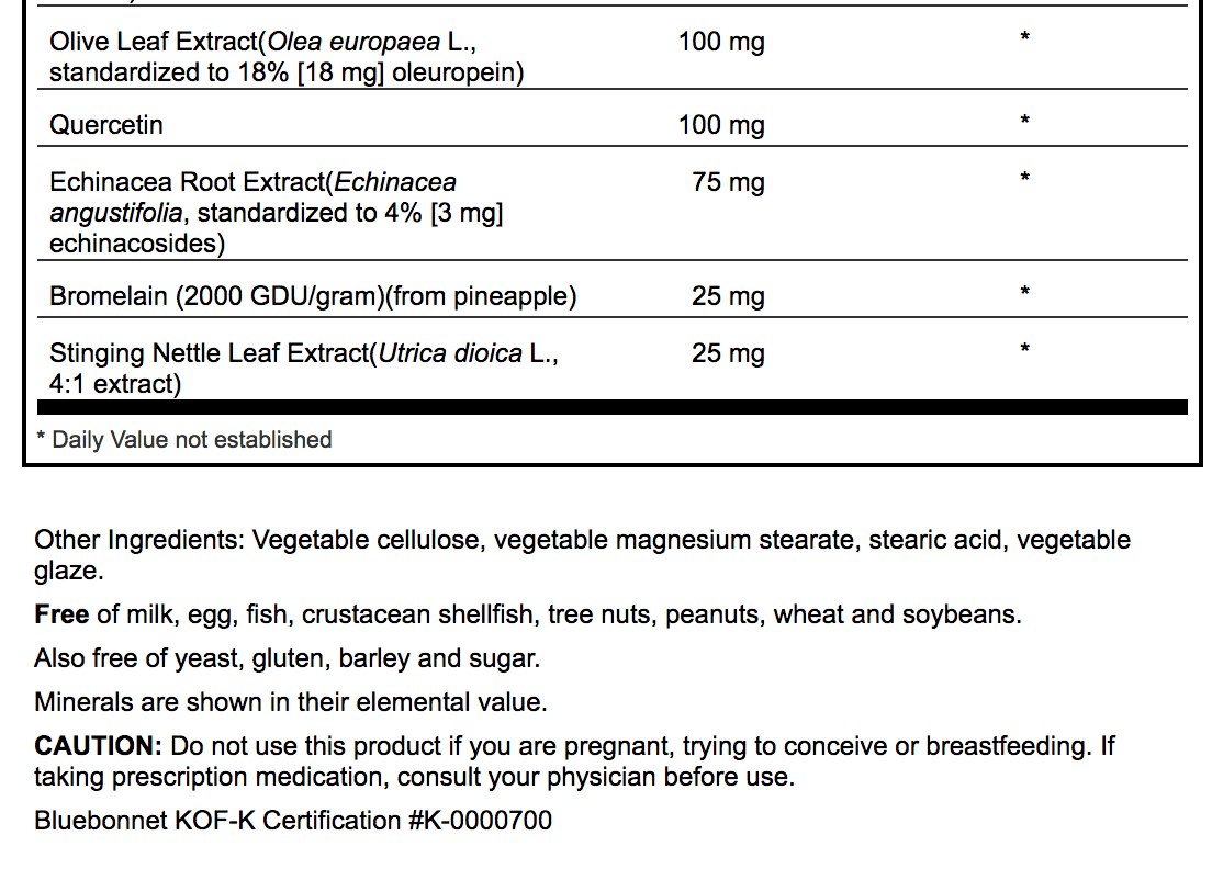 Bluebonnet Nutrition TARGETED CHOICE® WELLNESS SUPPORT Supplement Facts 2 of 2