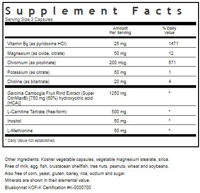 BLUEBONNET NUTRITION SKINNY GARCINIA SUPPLEMENT FACTS