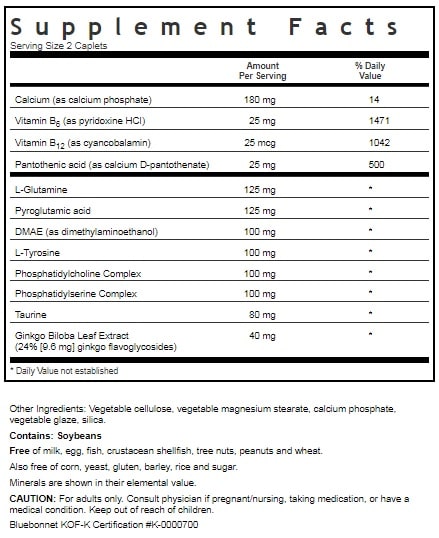 BLUEBONNET NUTRITION POWER THOUGHT SUPPLEMENT FACTS