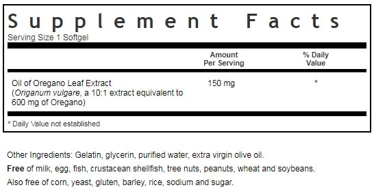 BLUEBONNET NUTRITION OIL OF OREGANO LEAF EXTRACT SUPPLEMENT FACTS