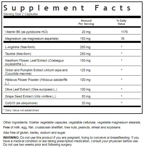 BLUEBONNET NUTRITION TARGETED CHOICE BLOOD PRESSURE SUPPORT SUPPLEMENT FACTS