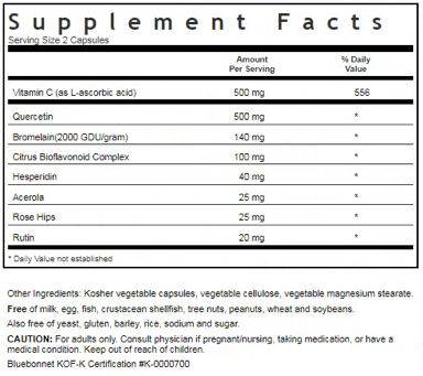 BLUEBONNET NUTRITION SUPER QUERCETIN SUPPLEMENT FACTS