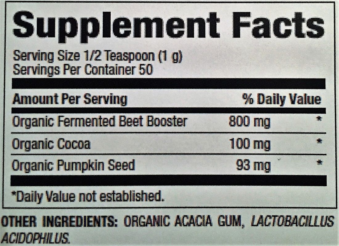 Betsy's Basics Beet Booster Powder Supplement Facts