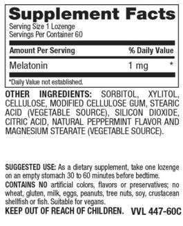 Betsy's Basics Melatonin 1 mg lozenge Supplement Facts