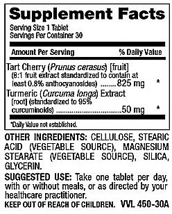 Betsy's Basics Tart Cherry with Turmeric Supplement Facts