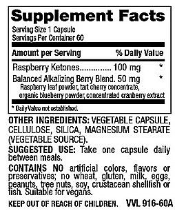 Betsy's Basics Raspberry Ketones Supplement Facts