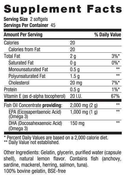 Country Life OMEGA-3 MOOD SUPPLEMENT FACTS