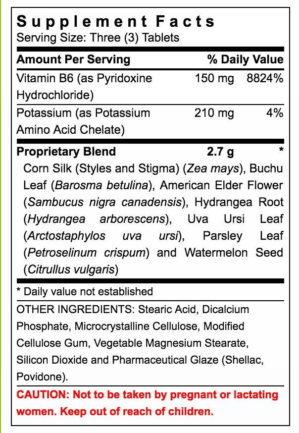 Michael's Water Balance Factors Supplement Facts